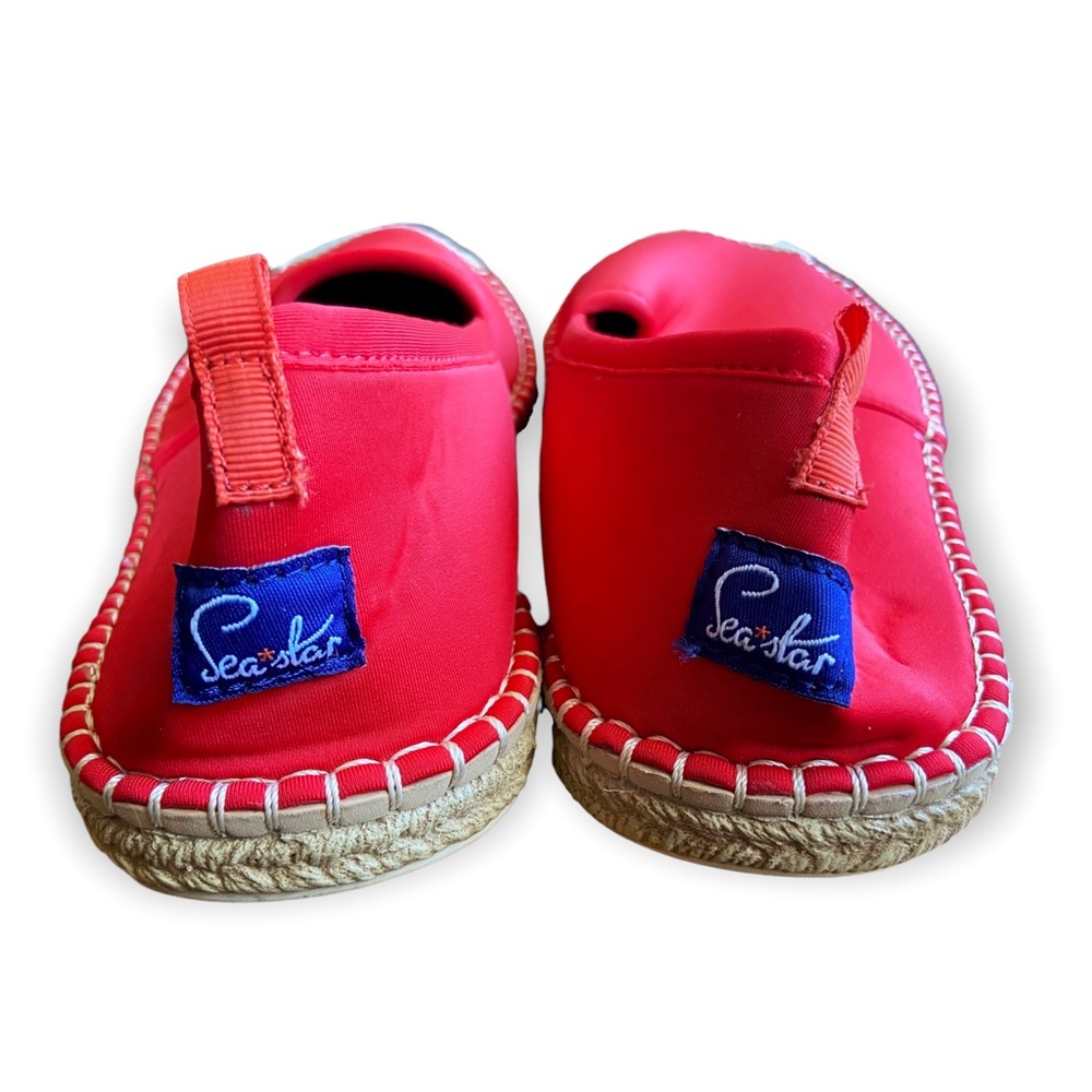 Sea Star Beachwear Shoes Red Crochet Neoprene Espadrille Slip On Size 10 - Picture 7 of 11